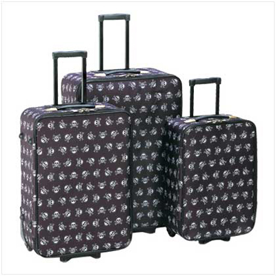 #12930 Stylish Skull Luggage Trio