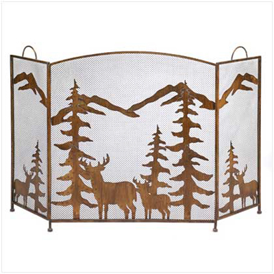 #12295 Rustic Forest Fireplace Screen