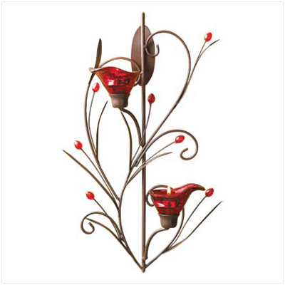 #13923 Ruby Blossom Tealight Sconce