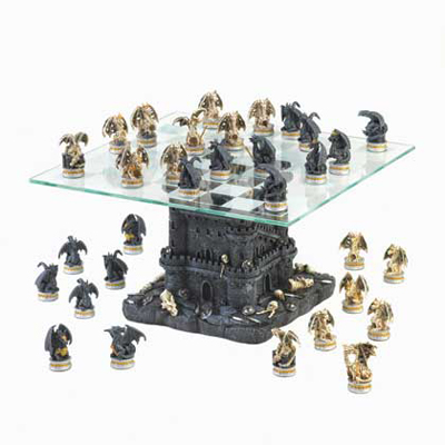 #15192 Black Tower Dragon Chess Set