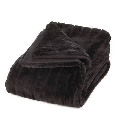#15441 Deluxe Black Faux Fur Blanket